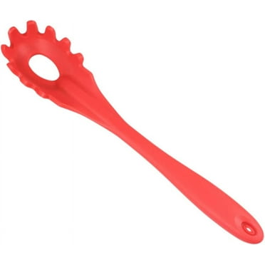 Silicon Spatulas Silicone Spaghetti Server Food Grade Pasta Fork High Heat Resistant Spaghetti Scoop Spatula Pasta Ladle Spaghetti Serving Spoon for Kitchen Red