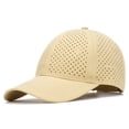 thumbnail image 3 of WGRFFH Men Quick Dry Baseball Cap,Laser Cut Mesh Ball Curved Brim Snapback Hat,Summer Adjustable Performance Hat,Breathable Perforated Baseball Cap,6 Panel Baseball Cap,Sun Protection Yellow A, 3 of 3