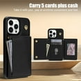 thumbnail image 3 of Allytechgroup Case for iPhone 16 for Girls Women, With Card Holder Detachable Shoulder Strap Premium PU Leather Design Stand Shockproof Protective Phone Case for iPhone 16, Black, 3 of 6