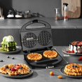 thumbnail image 2 of OSTBA Mini Waffle Maker 750W, plancha doble para gofres belgas de 4 pulgadas, platos antiadherentes, aparato de desayuno compacto, fácil de limpiar, perfecto para niños y desayuno familiar, ABS07-B/pe, 2 of 6