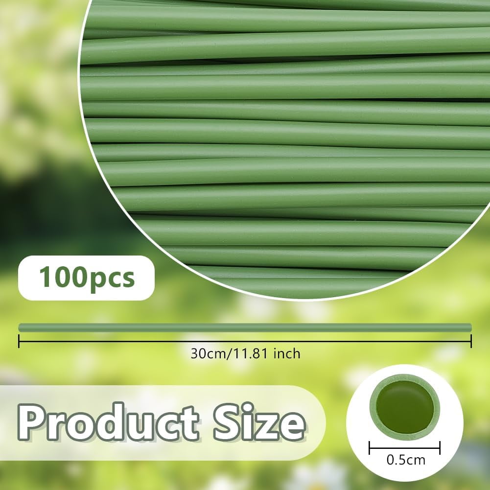 100Pcs Flower Stem Covers 12 Inch Green Tubing Roll Tubes for DIY Bundling Artificial Flowers Simulation Lotus Stem Bouquets Artificial Accessories for DIY DIY Wedding Centerpiece Bouquet