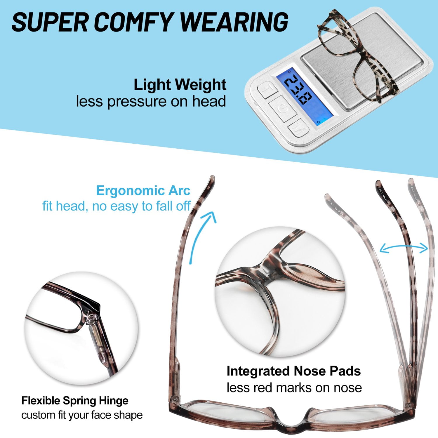 WEMOOTANTS 4 Pack Reading Glasses +4.0 for Women Men, Large Square Readers 400 Tortoise Mens Designer Reader Glasses