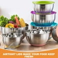 thumbnail image 6 of Mixing Bowls with Airtight Lids, 6 piece Stainless Steel Metal Nesting Storage Bowls, Non-Slip Bottoms Size 7, 3.5, 2.5, 2.0,1.5, 1QT, Great for Mixing & Serving, 6 of 7