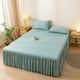 thumbnail image 4 of Falda De Cama De Color Liso, De Algodón Lavado, Con Borde Antideslizante Y Resistente a La Suciedad, Funda Protectora Para Estructura De Cama, Color Verde, 4 of 8