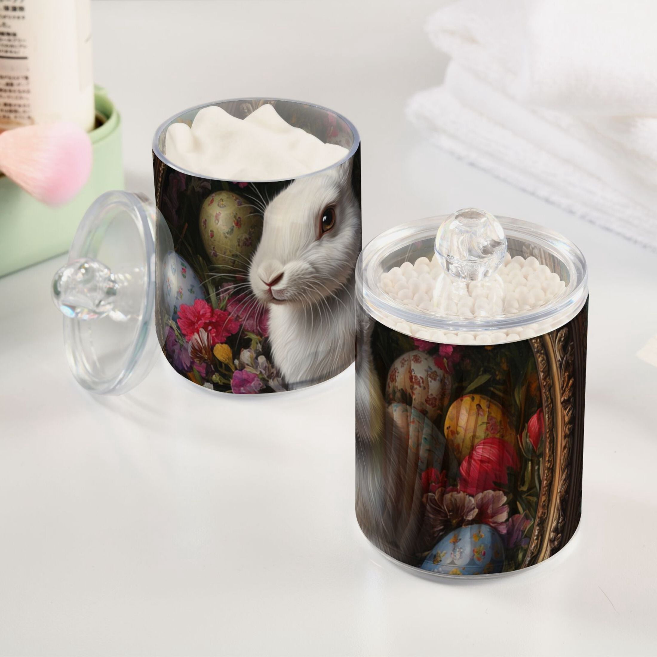 Ckdifva Rabbit Easter Eggs Storage Jar with Lid Acrylic Organization Storage Containers Set of 4