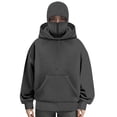 thumbnail image 4 of Aoiroe Men's Balaclava Hoodie Half Zipper Jacket Double Hooded Sweatshirt Wind Resistant Athletic Coat Dark Gray 2XL, 4 of 4
