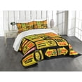 thumbnail image 3 of Ambesonne Zombie Quilted Bedspread Set 3 Pcs, Apocalypse Signs, King Size, Yellow Grey Red, 3 of 5
