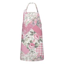 Pioneer Flower Floral Print Pattern Apron-Garden Aprons for Women with Pockets-Cotton Linen Waterproof Kitchen Cooking Gardening Aprons Adjustable for Kitchen,Cooking,BBQ and Salon 33x27 Inch