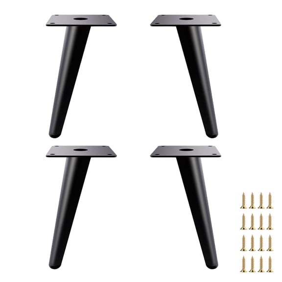 Furniture Legs 8” Set of 4 Metal Matte Black Mid-Century Modern Replacement Feet for Sofa, Dresser, TV Stand, Chair and Nightstand, Heavy Duty Support