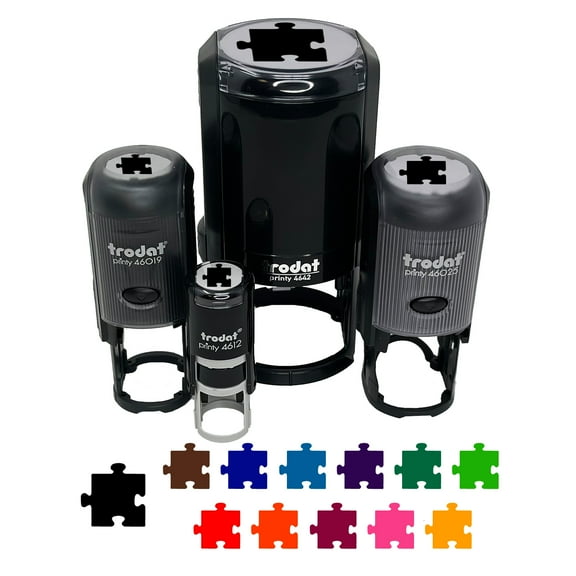 Puzzle Piece Solid Self-Inking Rubber Stamp Ink Stamper - Black Ink - Mini 1/2 Inch