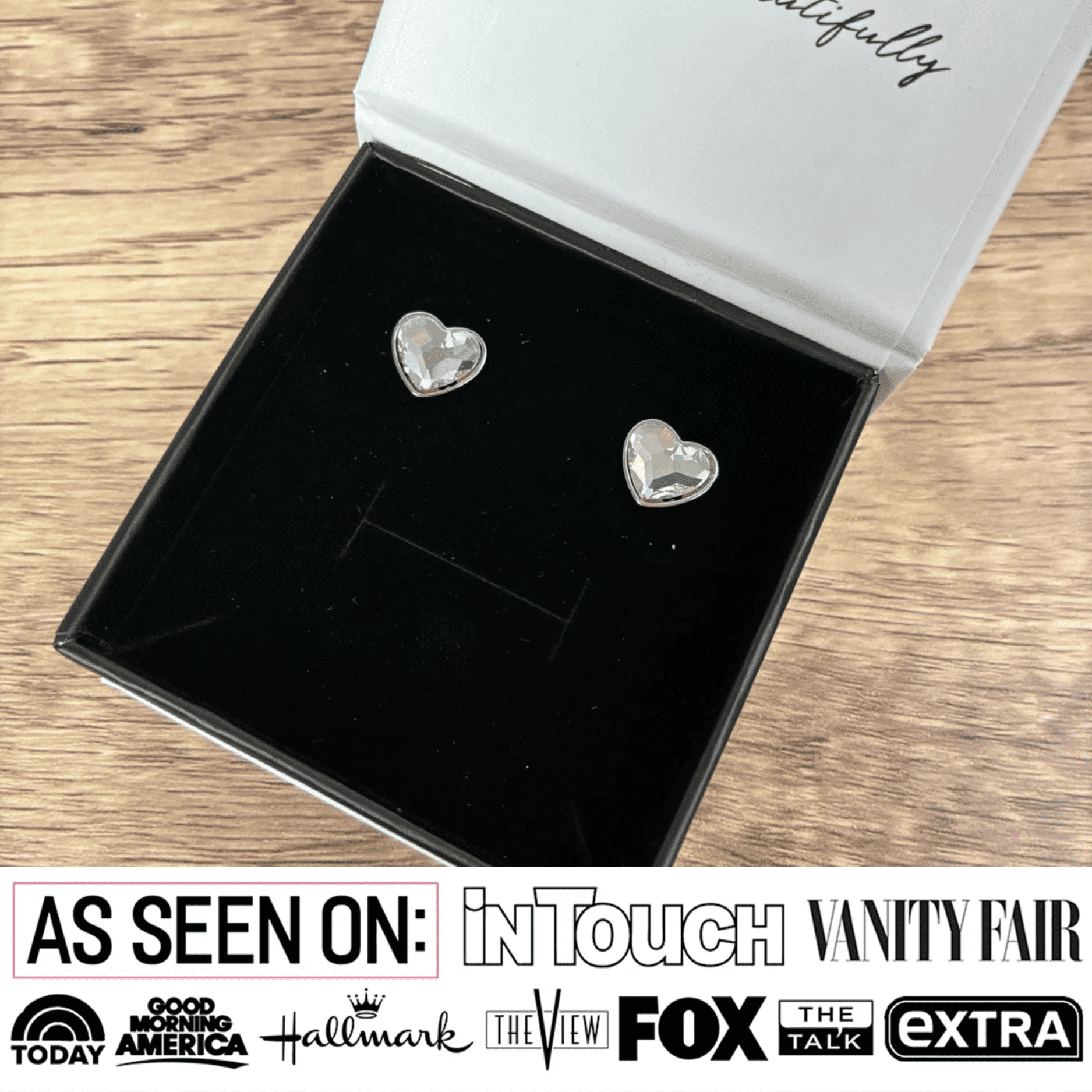 Cate & Chloe Violet 18k White Gold Plated Heart Stud Earrings with Swarovski Crystals Gift for Women