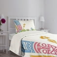 thumbnail image 5 of Ambesonne Tiki Bar Quilted Bedspread Set 2 Pcs, Hibiscus, Twin Size, Pale Blue Pink Green, 5 of 6