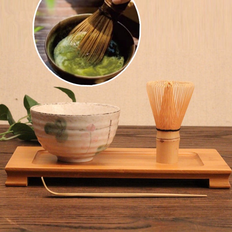 Tea Whisk Teascoop Matcha Whisk Bamboo Teaspoon Matcha Ceramic Bowl Kit 