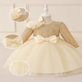 thumbnail image 4 of Tisuna Baby Girls Princess Dress Sequin Print Long Sleeve Crew Neck Dresses Fashion Elegant Girls Festival Birthday Outfits Yellow Size 18-24 Months, 4 of 9