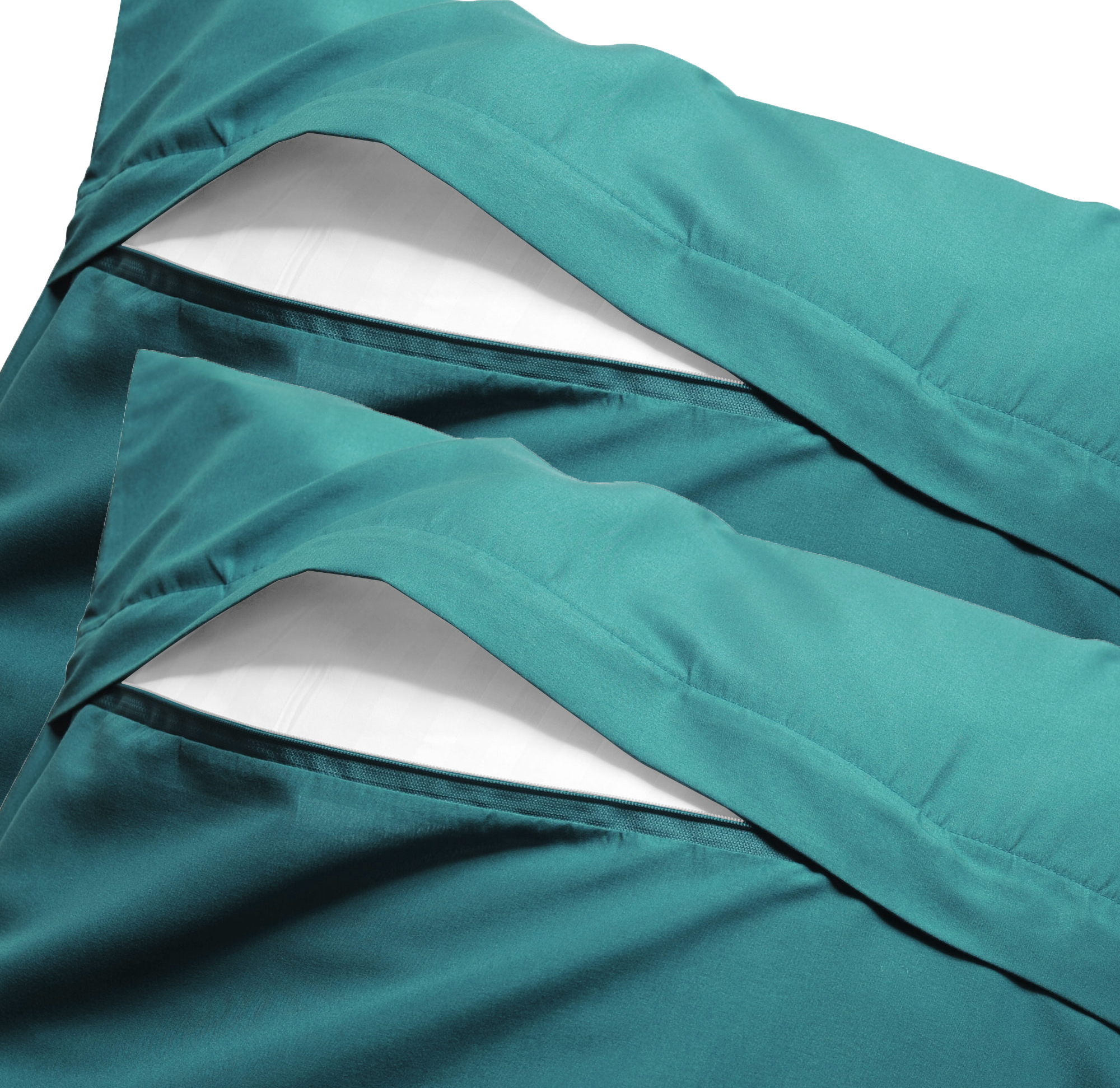 Set of 2 Ultra Soft Microfiber Zippered Pillow Cases (King, Teal