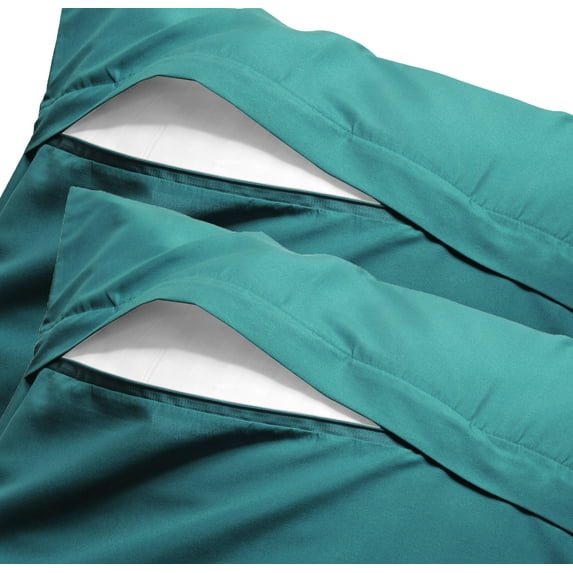 Set of 2 Ultra Soft Microfiber Zippered Pillow Cases (King, Teal)