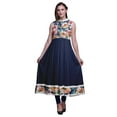 thumbnail image 1 of Bimba Robe Anarkali Aquarelle Bleu Royal Col Mandarin Sans Manches Kurtis pour Femmes Imprimé Robe Maxi Grande, 1 of 6