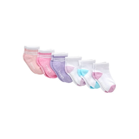 Hanes Pure Comfort Infant/Toddler Girls’ Ankle Socks, Organic Cotton, 6-Pairs