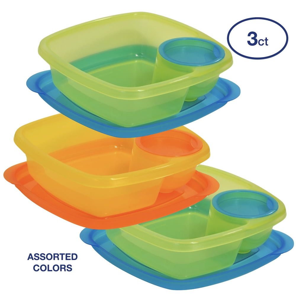 Take A Dip 2 the Side Lunch Container 3 PACK Food Storage Snack