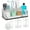 White, variant on Marble Bathroom Countertop Organizer with Toothbrush Holders, Qtip Dispenser & Drainage for Vanity Storage