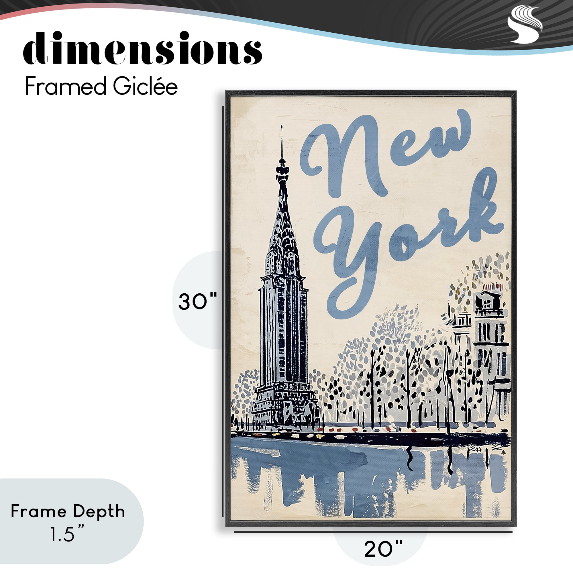 Stupell Industries Blue & Beige New York Travel Black Framed Giclee Art, design by Annabelle Hall