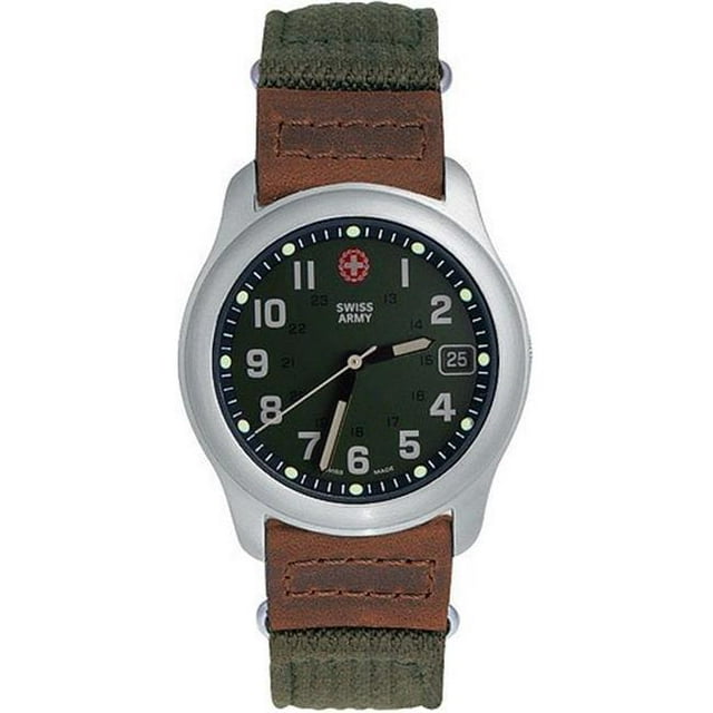 Crusader Brown Leather & Green Fabric Strap Green Dial Ladies Watch