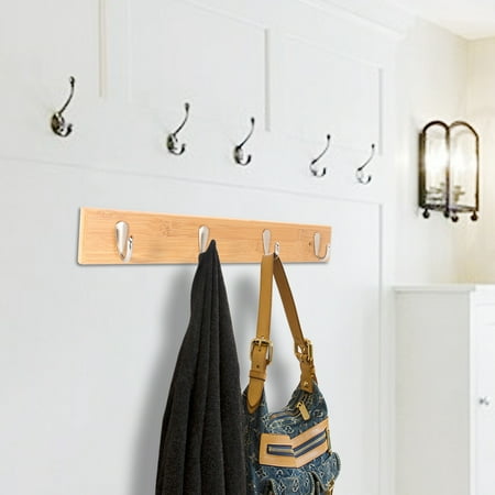 4 5 Metal Hook Wall Mount Bamboo Hanging Coat Rack Hanger Clothes Holder For Entryway Foyer Hallway Bathroom Bedroom Canada 4 5 Metal Hook Wall Mount Bamboo, Hall Wall Coat Rack