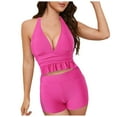 thumbnail image 2 of Linfrsh Bathing Suit for Women Tummy Control,Modest High Waisted Bikini Sets Cute Halter 2 Piece Swim Suit 2024 Hot Pink,2XL, 2 of 7