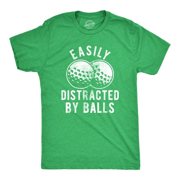 Mens Easily Distracted By Balls T Shirt Funny Golf Ball Putt Novelty Graphic Tee for Guys Graphic Tees