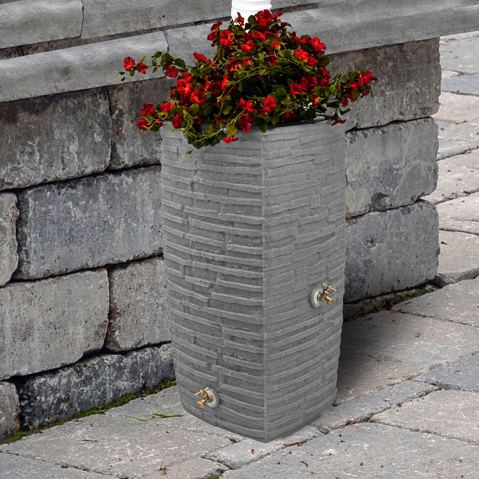 Good Ideas Impressions Riverwalk 50 Gal Rain Saver, Light Granite (2 Pack)