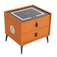 thumbnail image 5 of Orange Smart Nightstands with Fingerprint Lock Drawer, Wireless Charging Station, USB Port, Nightstand with 3 Color LED Lights and Speaker, Modern Wooden End Side Table 2 Drawers, 5 of 16