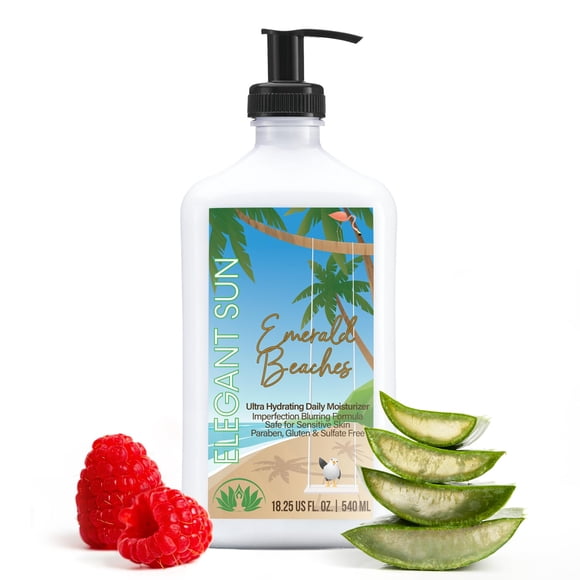 Elegant Sun Emerald Beaches Hidratante diario Extensor de bronceado Loción para después del sol Loción para cama bronceadora Base de aloe vera Loción hipoalergénica para piel sensible para hombres o m