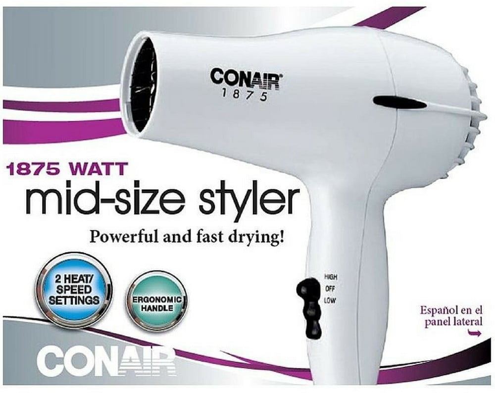 Conair 1875 Watt Mid-Size Styler Hair Dryer, White - wide 1