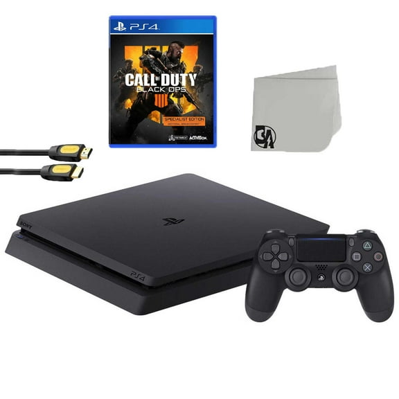 Pre-Owned Sony 2215A PlayStation 4 Slim 500GB Gaming Console Black with Call of Duty Black Ops 4 Game BOLT AXTION Bundle Lke New