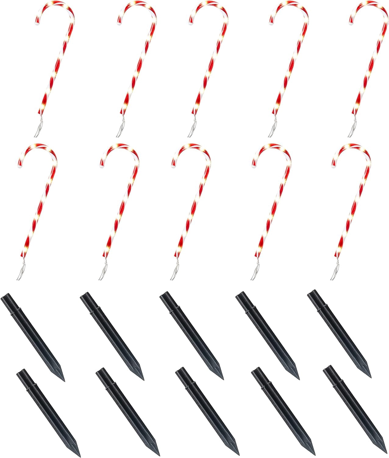 Joyfy 12 Pcs Christmas Candy Cane Lights Outdoor Pathway Lights Christmas Decorations Outdoor,17" Light Up Candy Canes Outdoor Xmas Lights for Outside Porch Yard