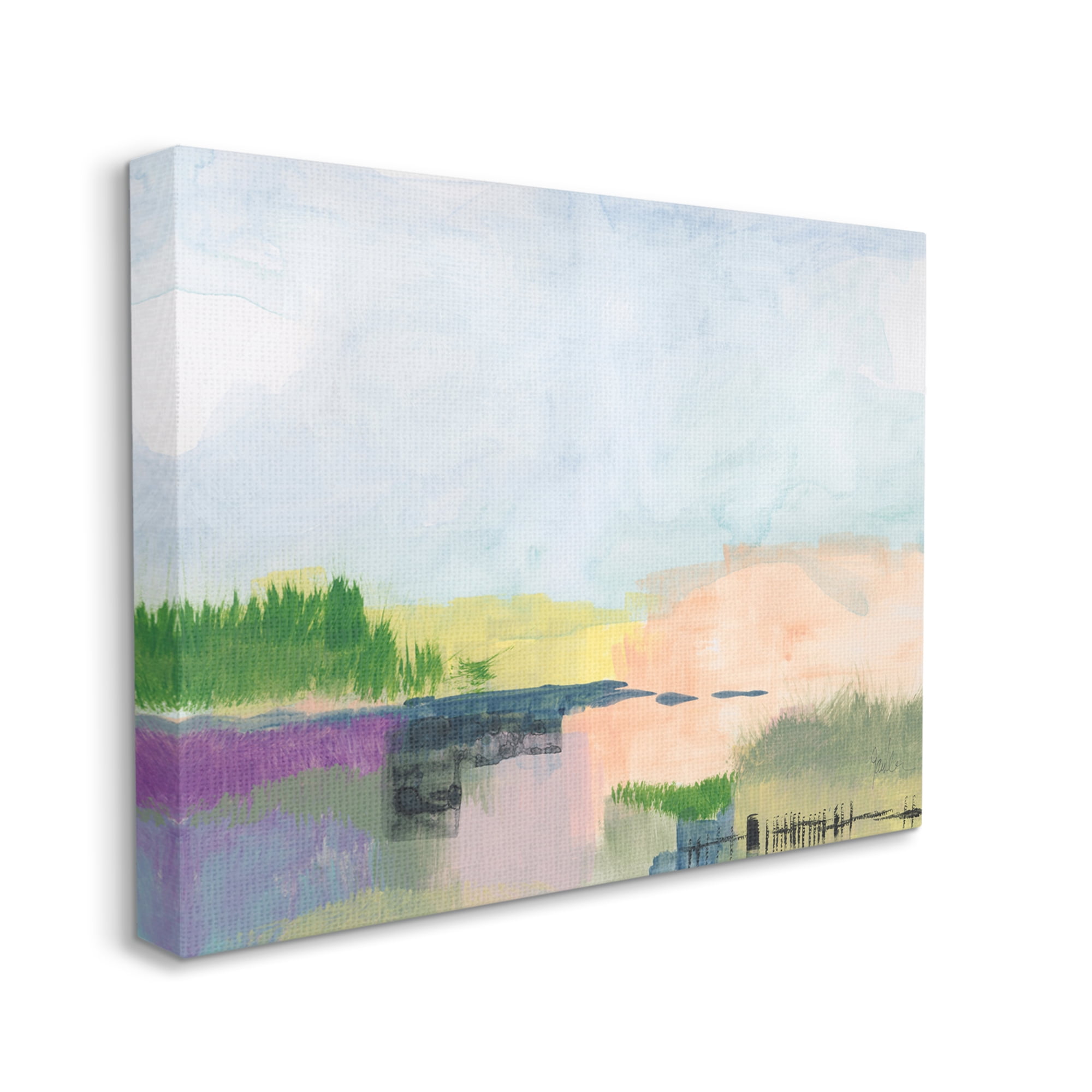 Stupell Industries Rural Pastel Landscape Comforting Farmland Hills Scenery Painting Gallery Wrapped Canvas Print Wall Art, Design by Jan Weiss