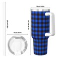 thumbnail image 4 of Sikiie Buffalo Plaid Blue Black Insulated Stainless Water Bottle Lid Travel Mug Cup Insulated Tumblers Cup 40oz Ice Bully With Handle, 4 of 8