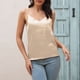 thumbnail image 5 of Playeras,Blusas y Tops,Ropa para Mujer Camisetas de tirantes Camisola de satén de seda para mujer, camisola de Color sólido, camiseta, camiseta sin mangas, cuello en V, tirantes finos (Beige, XL), 5 of 7