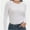 White, variant on Womens Pullover Long Sleeve Crewneck Shirts Ribbed Knit Slim Fitted Casual Jumper Tops