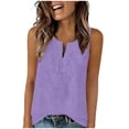 thumbnail image 2 of LEKWK Tank Tops for Women V Neck Sleeveless Cotton Linen Shirts Loose Fit Casual Lace Boho Blouses Summer Fashion Beach Vacation Outfits, 2 of 8