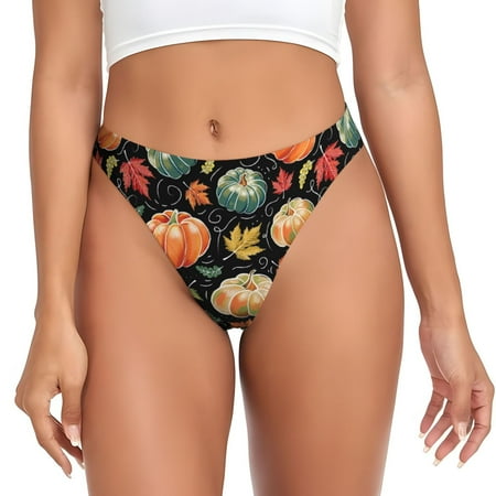 Qokaie Daisy maple leaf Printed Women s Cotton Thong Underwear  Sexy Breathable Panties G-string-4X-Large