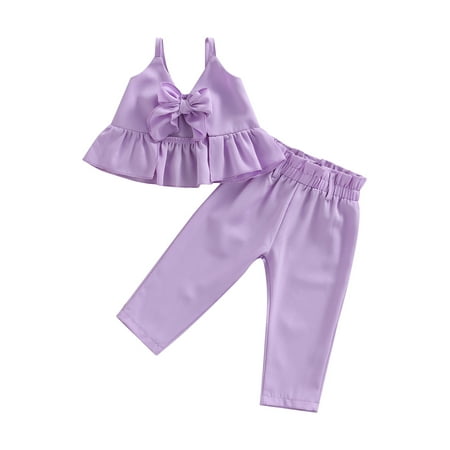 

Pudcoco Toddler Baby Girls 2PCS Pants Set Sling Lace Crop Camisole Ruffle Long Pants Summer Outfits