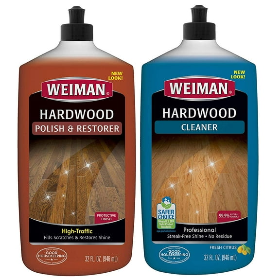 Weiman Hardwood Floor Cleaner & Hardwood Polish & Restore High Shine Floor Polish Kit - Restore Dull Hardwood Floors