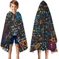 thumbnail image 3 of Math Equations Handwritten Notes Black Pattern Hooded Bath Towel，50"x30" for Ages 3 To 12 Kids, Quick Dry Lightweight Soft Microfiber Hood Beach Towel Cover Up for Kids, 3 of 7