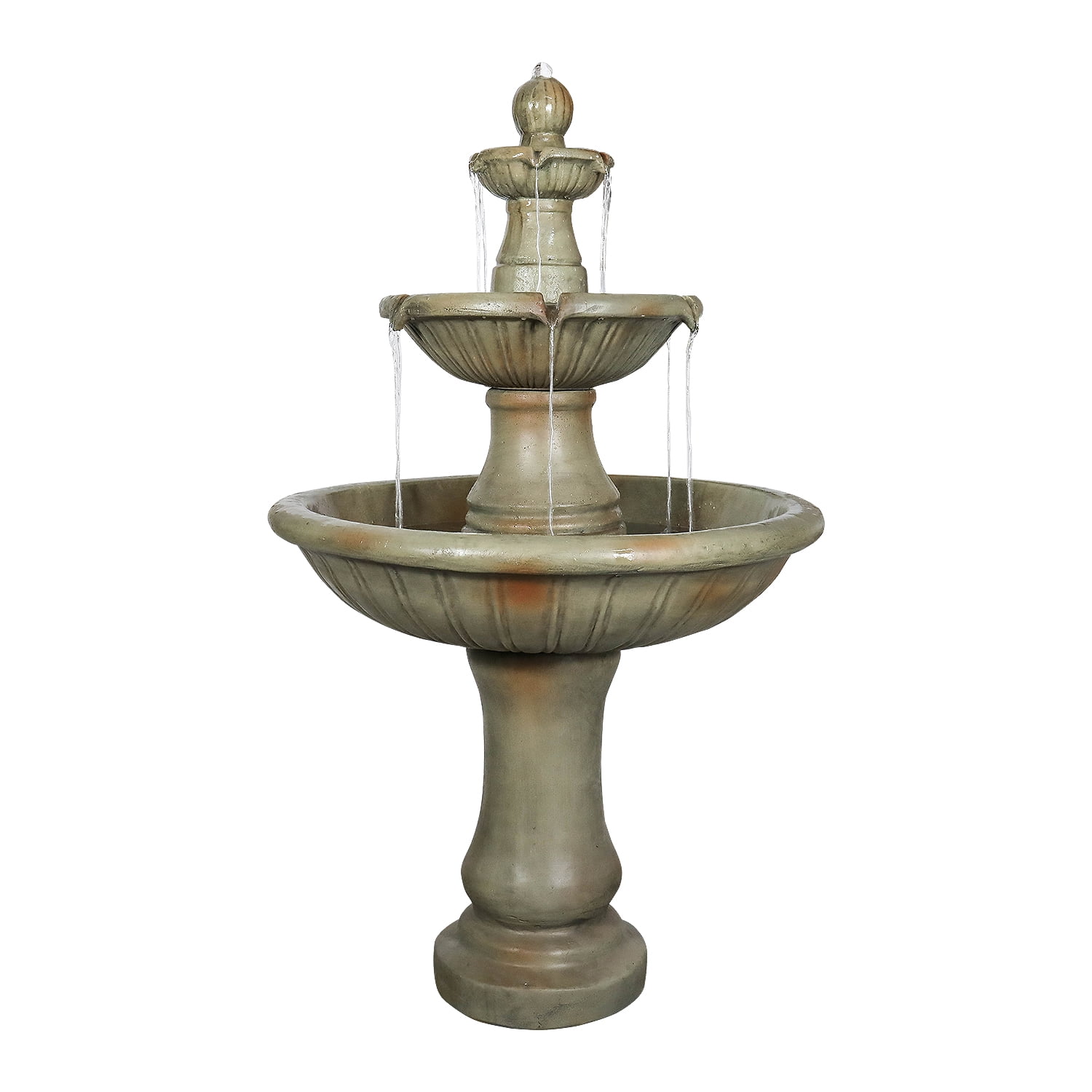 51.5" Outdoor Water Fountain, 2 Tier Pedestal Waterfall Fountain with Pump for Garden Patio Yard Décor