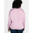 thumbnail image 3 of Terra & Sky Women's Plus Twist Front Blouse with Long Sleeves, Sizes 0X-5X, 3 of 5