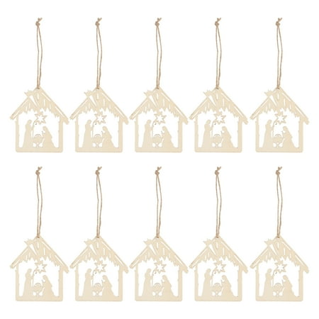 

20pcs The Birth of Jesus Pattern Pendant with Hemp Rope Wood Pendent (Khaki)