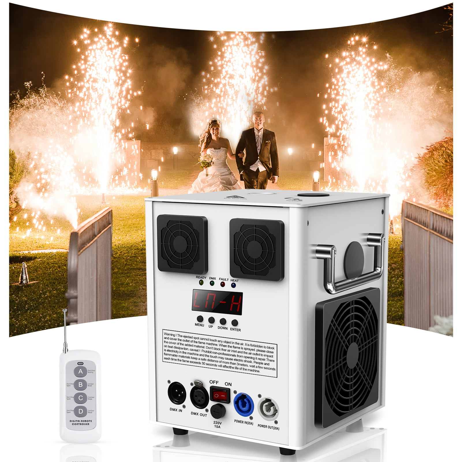 2Pack Cold Spark Firework Machine 3-16FT Stage Equipment Special Effect Machine with Remote DMX Control for Wedding Musical Show