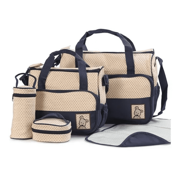 Set 5 Bolsas Pañaleras Cambiador Bebe Azul Malubero Incluye organizador