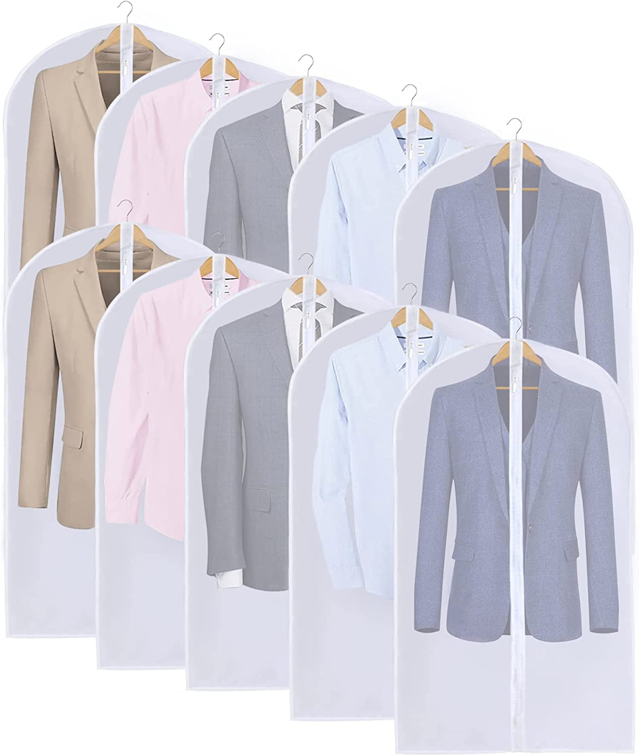 24'' x 47'' Clear Garment Bag Suit Bags for Storage, DustProof Clothes